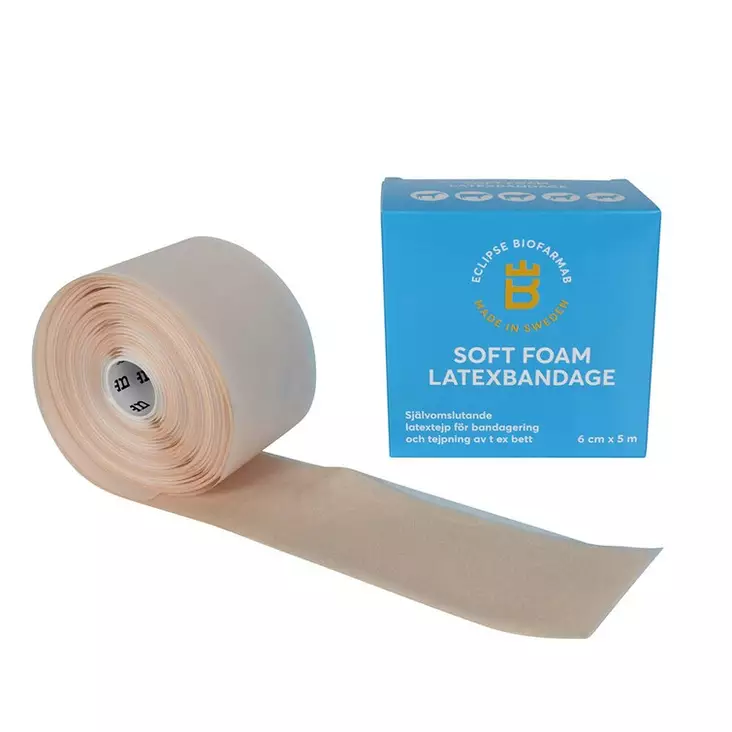 Lateksiteippi Soft Foam, erillispakattu 5m x 6cm Eclipse Biofarmab - Säilytys, hoitotarvikkeet ja varaosat - 7320276031182 - 1
