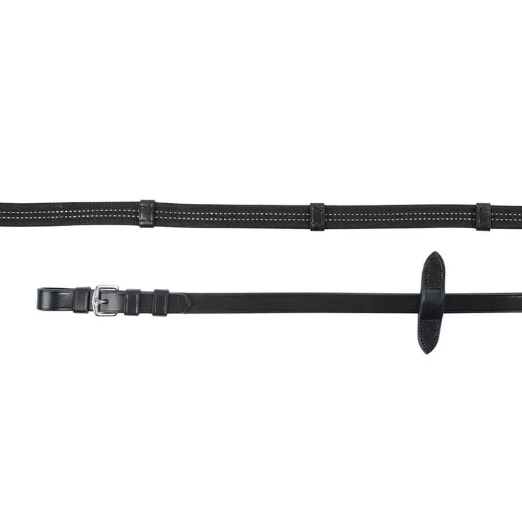 Ohjat Reflex heijastavat nahka - grip musta Hansbo Sport - Hevosen heijastimet - 7320276033865 - 1